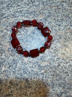 Deep Red Beaded Stretch Bracelet - Women Jewelry